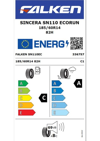 185/60 R 14 Tl 82H Sıncera SN110 Ecorun Falken fiyatları