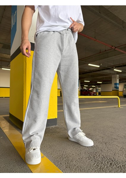 Erkek Şeritli Baskılı Oversize Baggy Eşofman