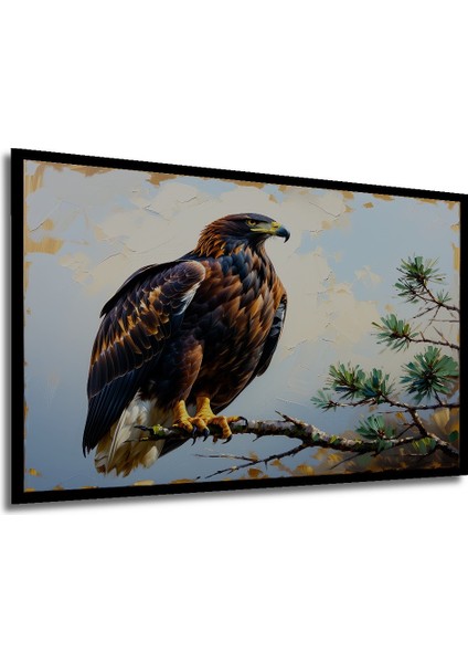 Çerçeve Görünümlü Kartalın Görkemli Yağlı Boya Görünümlü Dekoratif Ahşap Işyeri/ofis Kare Tablosu modelleri