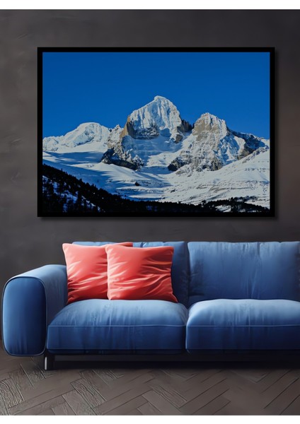 Çerçeve Görünümlü Buzul Dağı Yağlı Boya Görünümlü Dekoratif Ahşap Ev/işyeri/ofis Kare Tablo