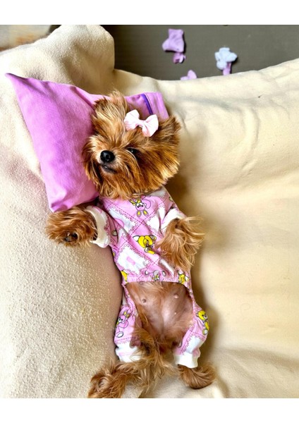 Toad Teddy Penye Tulum Yastık Takım Uyku Set Köpek Tulum Elbise