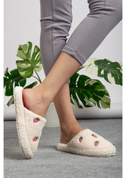 Unisex Kadın Çilek Desen Pofuduk Çeyiz Bohça Ev Terliği Ses Yapmaz Kaymaz Taban Ev Terlik modelleri