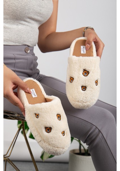 Unisex Kadın Ayıcık Desen Pofuduk Çeyiz Bohça Ev Terliği Ses Yapmaz Kaymaz Taban Ev Terlik modelleri