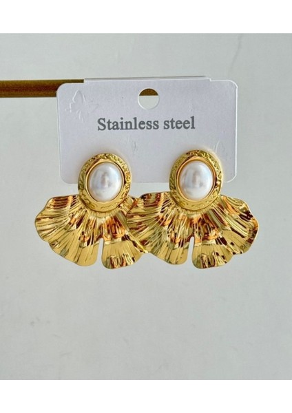 Gold Yelpaze Model Çelik Küpe fiyatları