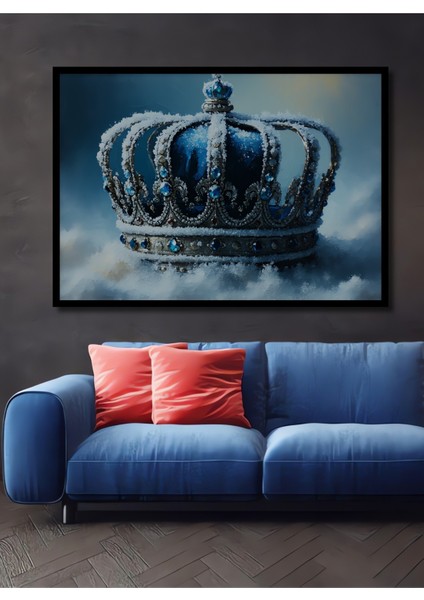 Çerçeve Görünümlü Buz Kraliçesi Taç Yağlı Boya Görünümlü Dekoratif Ahşap Ev/işyeri/ofis Kare Tablo