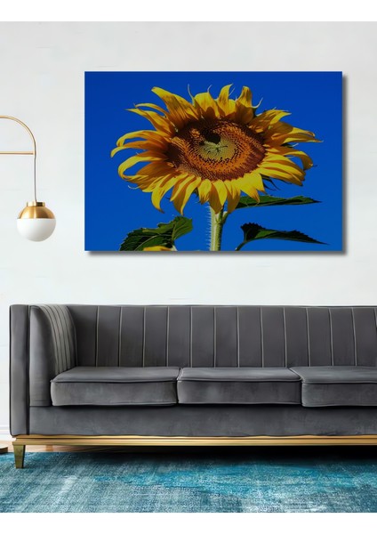 Güneşte Açan Ayçiçeği Yağlı Boya Görünümlü Dekoratif Ahşap Ev/işyeri/ofis Kare Tablo