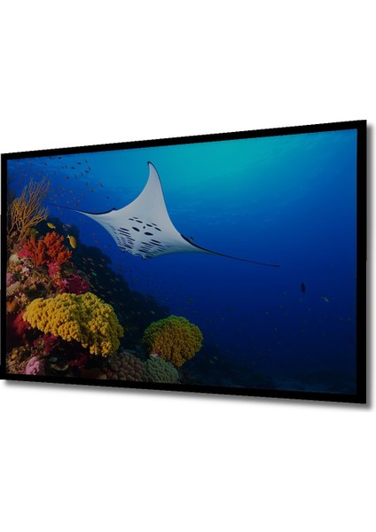 Çerçeve Görünümlü Deniz Dünyası Manta Vatozu Yağlı Boya Görünümlü Dekoratif Ahşap Ofis Kare Tablo fiyatları