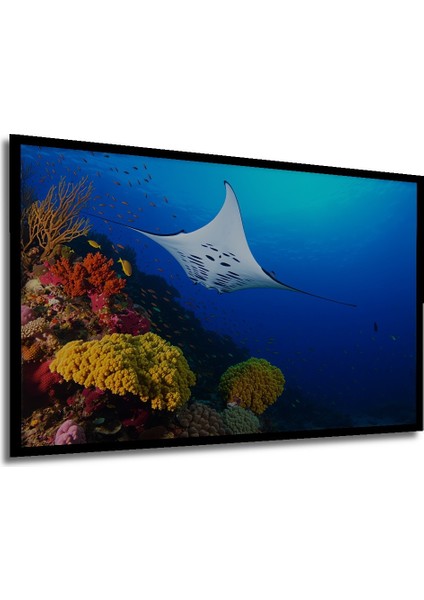 Çerçeve Görünümlü Deniz Dünyası Manta Vatozu Yağlı Boya Görünümlü Dekoratif Ahşap Ofis Kare Tablo modelleri