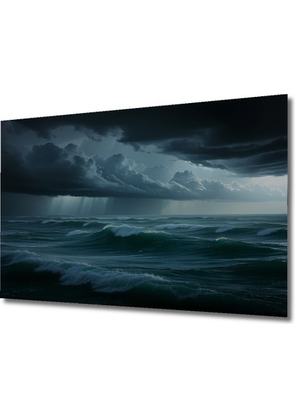 Fırtınalı Denizde Yağlı Boya Görünümlü Dalgalar Ev/işyeri/ofis Dekoratif Ahşap Kare Tablosu fiyatları