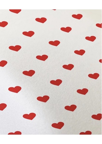 beyaz Kırmızı Kalp Lastikli Çarşaf Takımı Çift Kişilik fırsatları