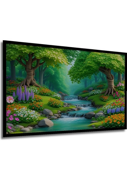 Çerçeve Görünümlü Sulu Boya Görünümlü Şelale Orman Ev/işyeri/ofis Dekoratif Ahşap Kare Tablosu modelleri