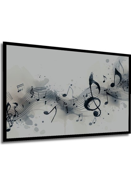 Çerçeve Görünümlü Müzik Notaları Sulu Boya Görünümlü Dekoratif Ahşap Ev/işyeri/ofis Kare Tablo modelleri