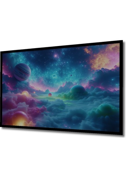 Çerçeve Görünümlü Rüya Gezegenler Pastel Boya Görünümlü Dekoratif Ahşap Dekoratif Ofis Kare Tablo fiyatları