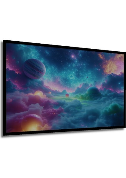 Çerçeve Görünümlü Rüya Gezegenler Pastel Boya Görünümlü Dekoratif Ahşap Dekoratif Ofis Kare Tablo modelleri