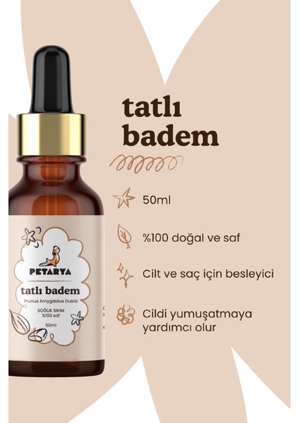Soğuk Sıkım Tatlı Badem Yağı Prunus Anygdalus Dulcus Oil - 50ML modelleri