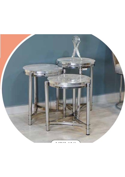 Mim Mermer - Gümüş Mersedes Zigon Sehpa