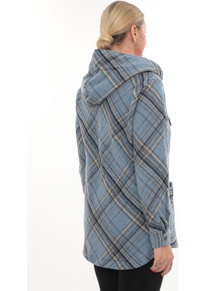 Büyük Beden Rahat Kalıp Kapüşonlu Oduncu Kadın Gömlek Hırka fırsatları