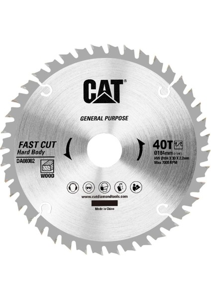 DA08002 184X30MM Ahşap Kesme Elmas, Daire Testere Bıçağı 40 Diş