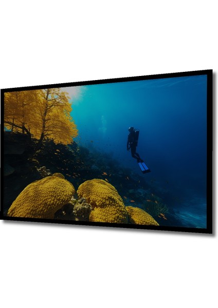 Çerçeve Görünümlü Deniz Dibi Mercanları ve Dalış Yağlı Boya Görünümlü Ahşap Ofis Kare Tablo fiyatları