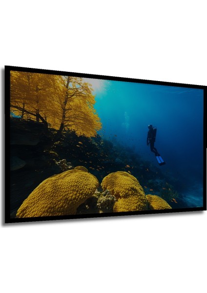 Çerçeve Görünümlü Deniz Dibi Mercanları ve Dalış Yağlı Boya Görünümlü Ahşap Ofis Kare Tablo modelleri