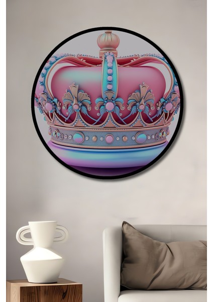 Çerçeve Görünümlü Pembe Rüyalar Taç Modern Sanat Dekoratif Ahşap Ev/işyeri/ofis Yuvarlak Tablo