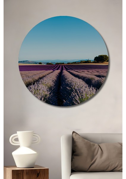 Sonsuz Lavanta Tarlası Rüyası Dekoratif Ahşap Ev/işyeri/ofis Yuvarlak Tablo