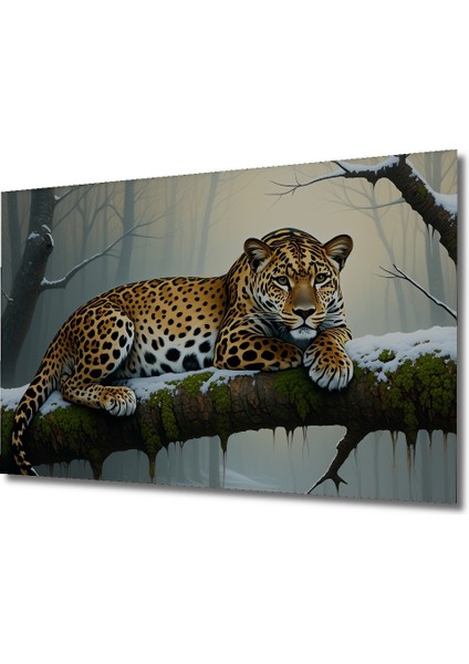 Ormanda Yatan Jaguar Yağlı Boya Görünümlü Dekoratif Ahşap Ev/işyeri/ofis Kare Tablo fiyatları