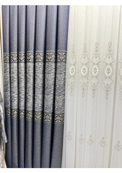 Nivemeshome Likya FT632120 V-502 Lacivert 1/3 Sık Pileli Fon Perde Apm modelleri