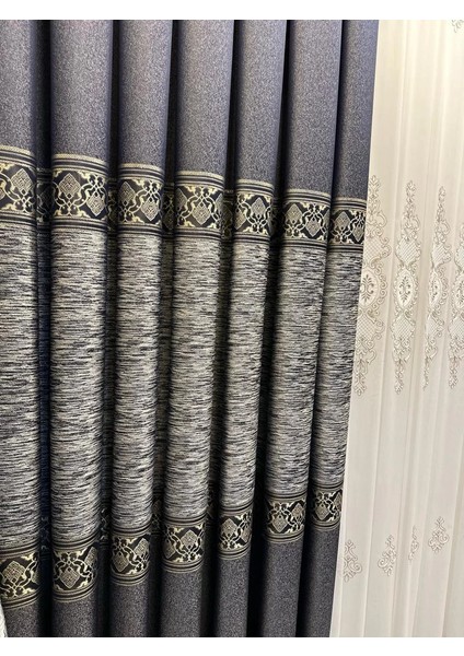 Nivemeshome Likya FT632120 V-502 Lacivert 1/3 Sık Pileli Fon Perde Apm