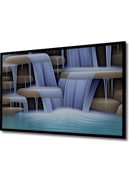 Çerçeve Görünümlü Cennetten Akan Şelale Yağlı Boya Görünümlü Dekoratif Ahşap Işyeri/ofis Kare Tablo fiyatları