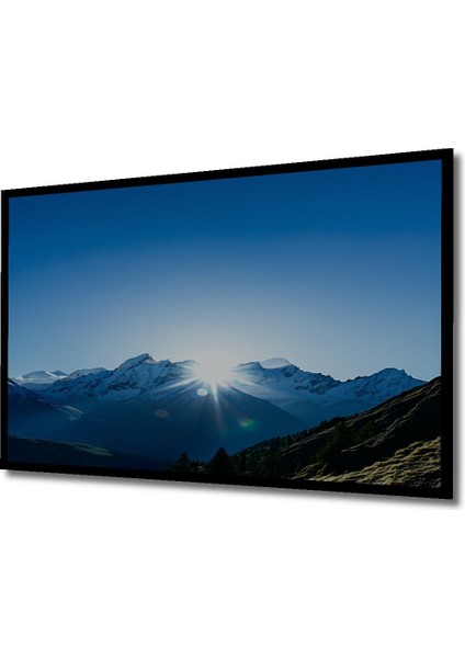 Çerçeve Görünümlü Güneşin Altında Yükselen Karlı Dağlar Yağlı Boya Görünümlü Ahşap Ofis Tablo fiyatları