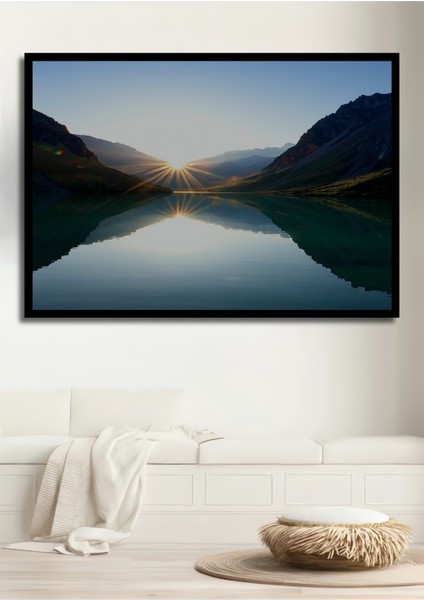 Çerçeve Görünümlü Dağların Aşkı Suluboya Görünümlü Dekoratif Ahşap Ev/işyeri/ofis Kare Tablo