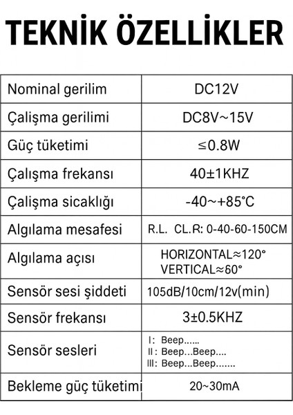 Dijital Ekranlı Iki Sensörlü Ön Park Sensörü Siyah fiyatları