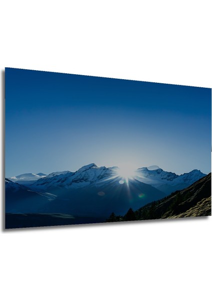 Güneşin Altında Yükselen Karlı Dağlar Yağlı Boya Görünümlü Dekoratif Ahşap Ev/işyeri/ofis Tablo modelleri