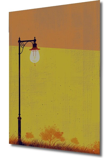 Gün Batımı Altında Nostaljik Lamba Yağlı Boya Görünümlü Dekoratif Ahşap Ev/işyeri/ofis Kare Tablo fiyatları