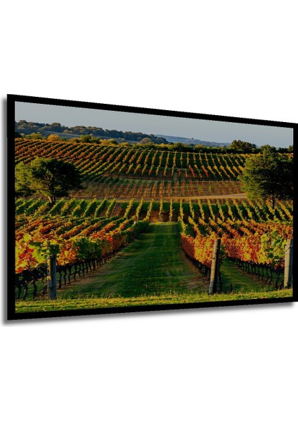 Çerçeve Görünümlü Sonbahar Renkleri ile Üzüm Bağları Yağlı Boya Görünümlü Ahşap Ofis Kare Tablo fiyatları