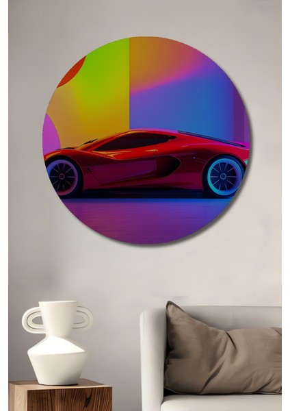 Neon Işıltılı Süper Araba Modern Sanat Dekoratif Ahşap Ev/işyeri/ofis Yuvarlak Tablo