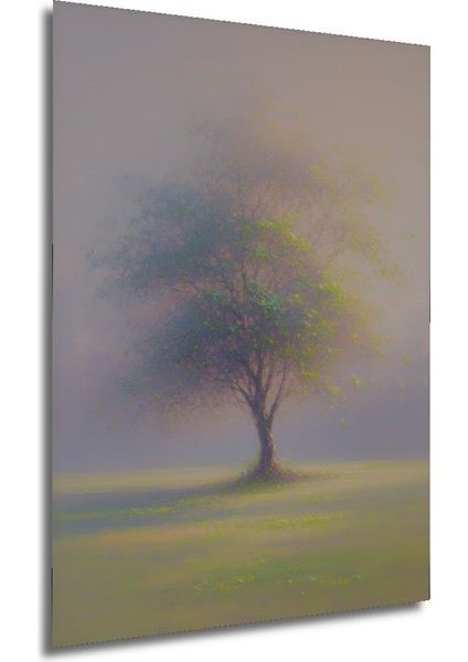 Huzurlu Ağaç Pastel Boya Görünümlü Ev/işyeri/ofis Dekoratif Ahşap Kare Tablo modelleri