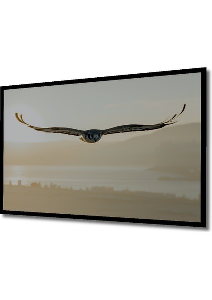 Çerçeve Görünümlü Gün Batımında Şahin Uçuşu Yağlı Boya Görünümlü Dekoratif Ahşap Ofis Kare Tablo fiyatları