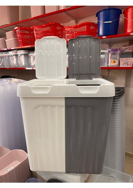 80 Lt Banyo Kirli Iki Bölmeli Gri Beyaz Çamaşır Sepeti fiyatları