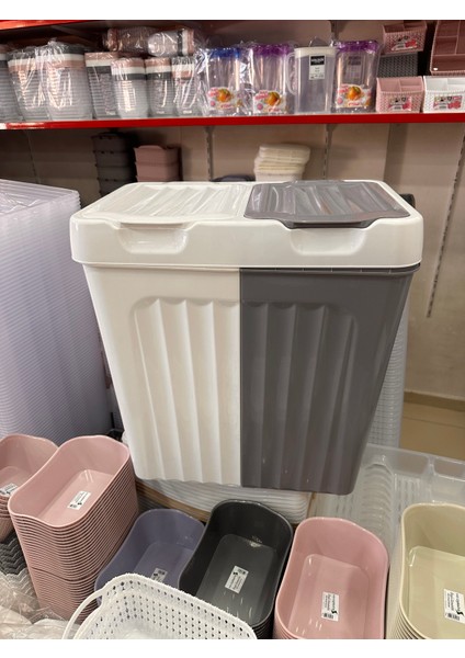 80 Lt Banyo Kirli Iki Bölmeli Gri Beyaz Çamaşır Sepeti modelleri
