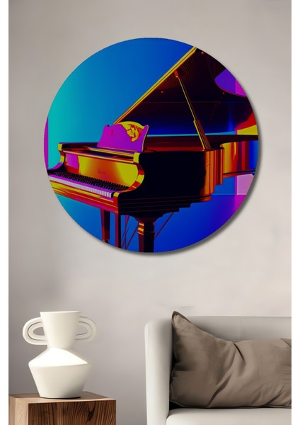 Neon Işıltılı Piyano Modern Sanat Dekoratif Ahşap Ev/işyeri/ofis Yuvarlak Tablo