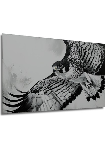 Siyah Beyaz Şahin Yağlı Boya Görünümlü Dekoratif Ahşap Ev/işyeri/ofis Kare Tablo modelleri