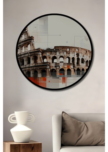 Çerçeve Görünümlü Roma Kolezyum Modern Sanat Dekoratif Ahşap Dekoratif Işyeri/ofis Yuvarlak Tablo