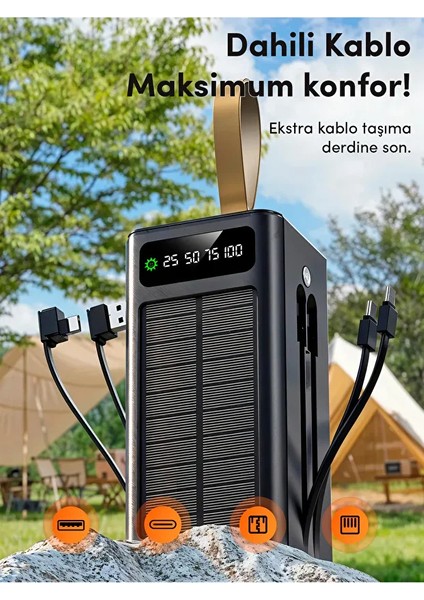 Linkage Lkp-47 50000MAH Solar Powerbank | Güneş Enerjili Taşınabilir Şarj Aleti | LCD Ekranlı, Çoklu Kablolu indirimleri
