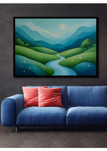 Çerçeve Görünümlü Pastel Tonlarda Rüyalar Diyarı Dekoratif Ahşap Ev/işyeri/ofis Kare Tablo