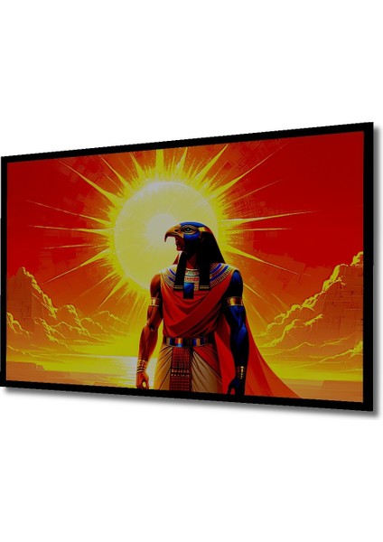 Çerçeve Görünümlü Mısır Tanrısı Horus Yağlı Boya Görünümlü Dekoratif Ahşap Işyeri/ofis Kare Tablo fiyatları