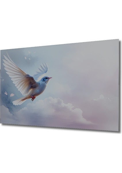 Beyaz Güvercin Bulutların Dansı Yağlı Boya Görünümlü Dekoratif Ahşap Ev/işyeri/ofis Kare Tablo fiyatları