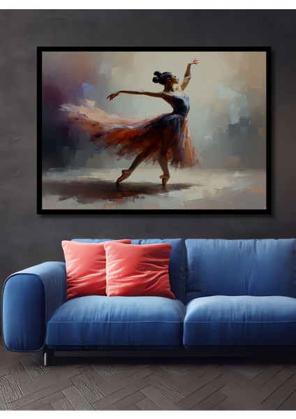 Çerçeve Görünümlü Balerin Zarafeti Yağlı Boya Görünümlü Dekoratif Ahşap Ev/işyeri/ofis Kare Tablo