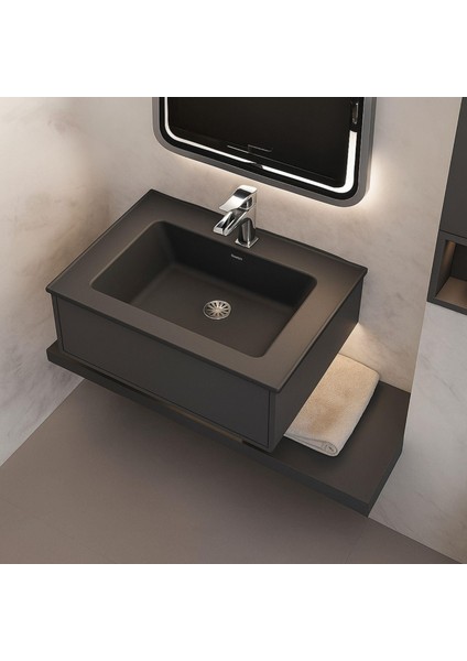 Zenıth 65 Etajerli Gri Granit Banyo Lavabosu 65X45 fiyatları